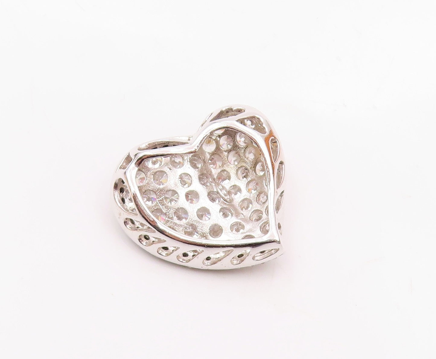 925 Sterling Silver  Cubic Zirconia & Hematite Love Heart Pendant  PT14615