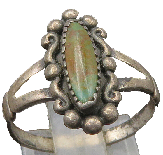 POST BELL 925 Sterling Silver  Vintage Turquoise Swirl Band Ring Sz 7  RG22157