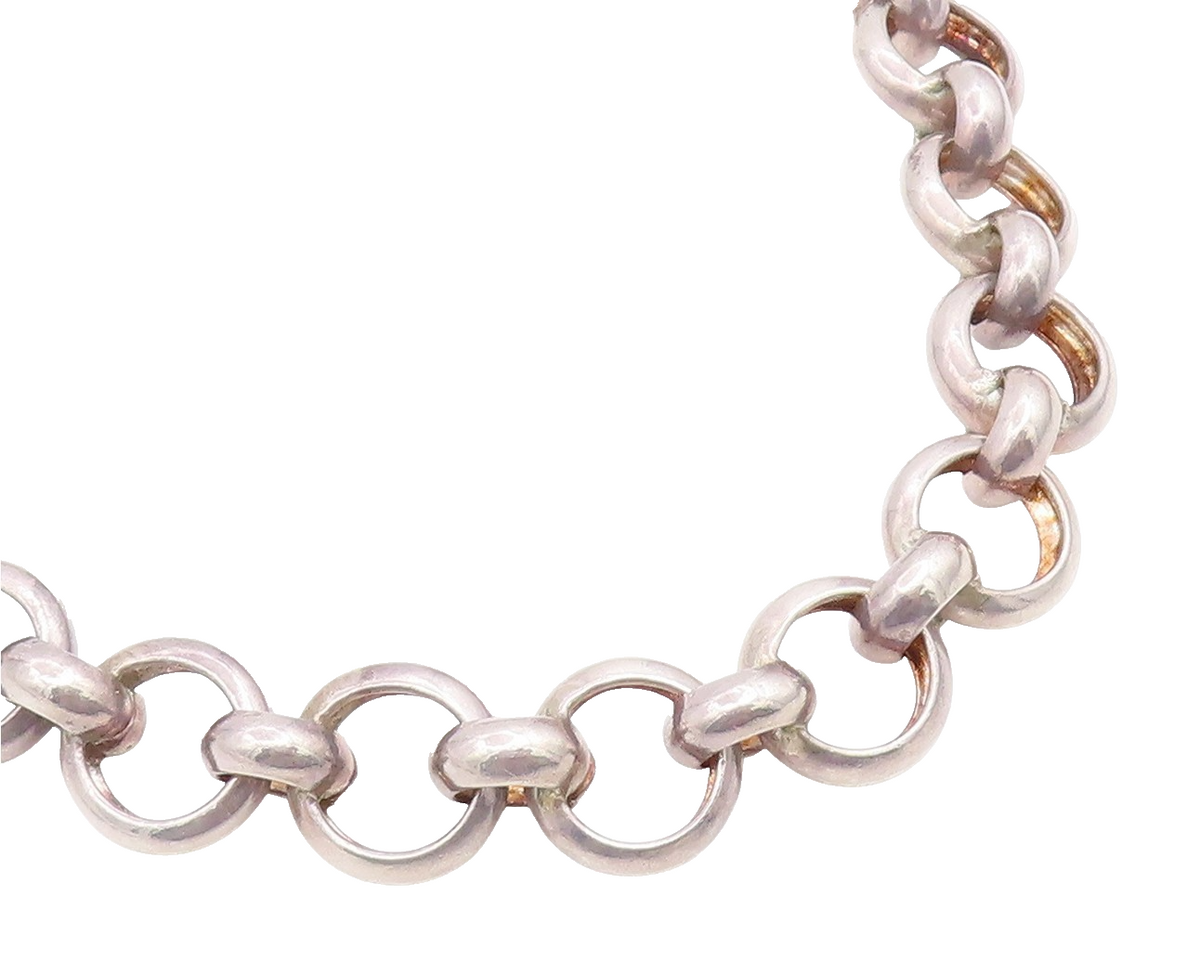 925 Sterling Silver Vintage Necklace Interlocking Geometric Circles Link  NE4830