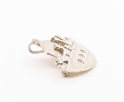925 Sterling Silver  Vintage Noah's Arc Theme Religious Brooch Pin  BP7604