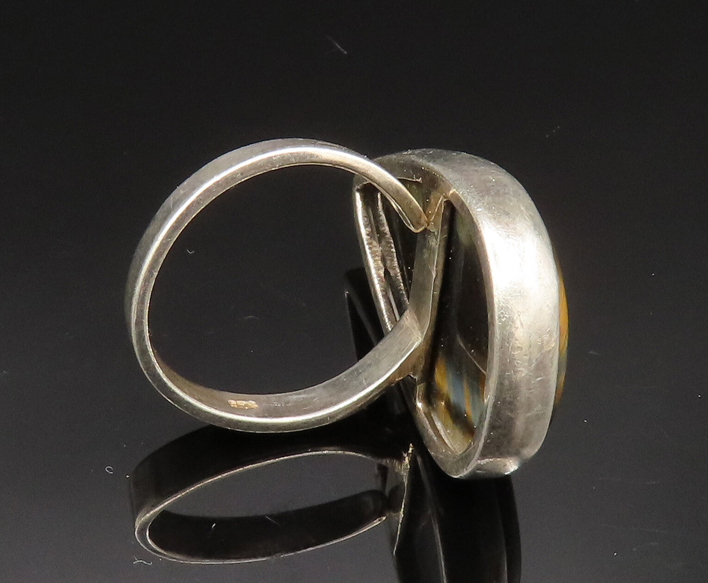 925 Sterling Silver  Vintage Pear Shaped Tiger's Eye Ring Sz 8  RG24938
