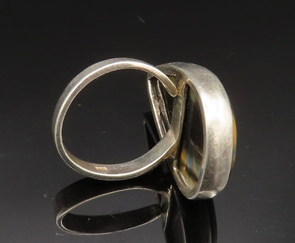 925 Sterling Silver  Vintage Pear Shaped Tiger's Eye Ring Sz 8  RG24938