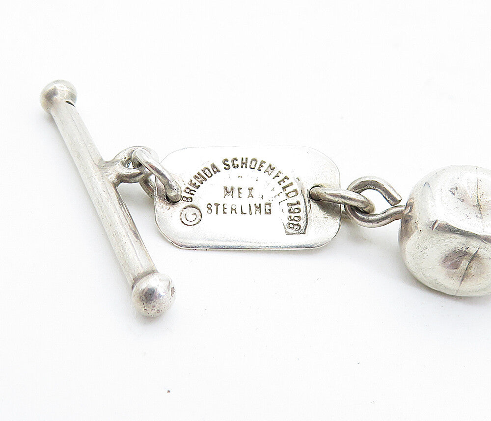BRENDA SCHOCHFELD 925 Sterling Silver  Vintage Beaded Chain Bracelet  BT3048