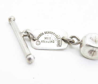 BRENDA SCHOCHFELD 925 Sterling Silver  Vintage Beaded Chain Bracelet  BT3048