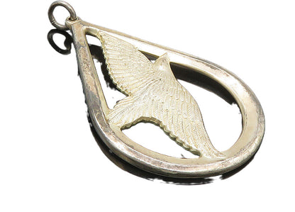 WALLACE 925 Sterling Silver  Vintage Peace On Earth Flying Dove Pendant PT7770