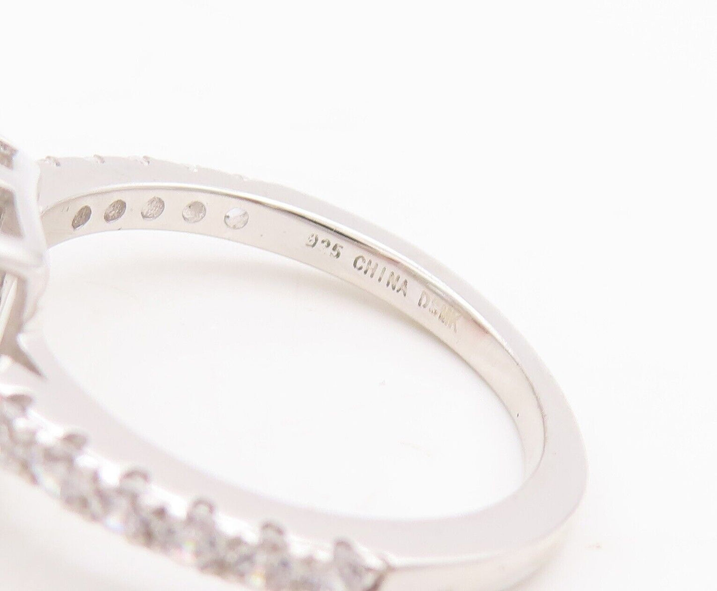 925 Sterling Silver Vintage Ring Square Cut Halo CZ Bands  Sz 6  RG29871