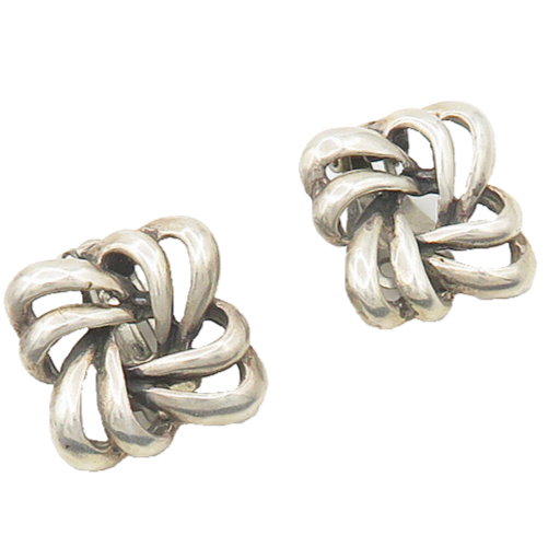 925 Sterling Silver  Vintage Shiny Smooth Non Pierce Drop Earrings  EG9234