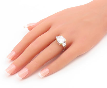 925 Sterling Silver Vintage Ring Classic CZ Two Tone Statement Band Sz 6 RG35056