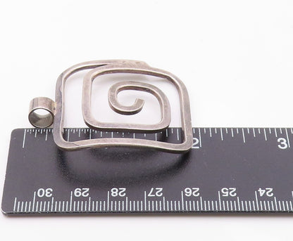 925 Sterling Silver  Vintage Smooth Square Spiral Shiny Pendant  PT17154