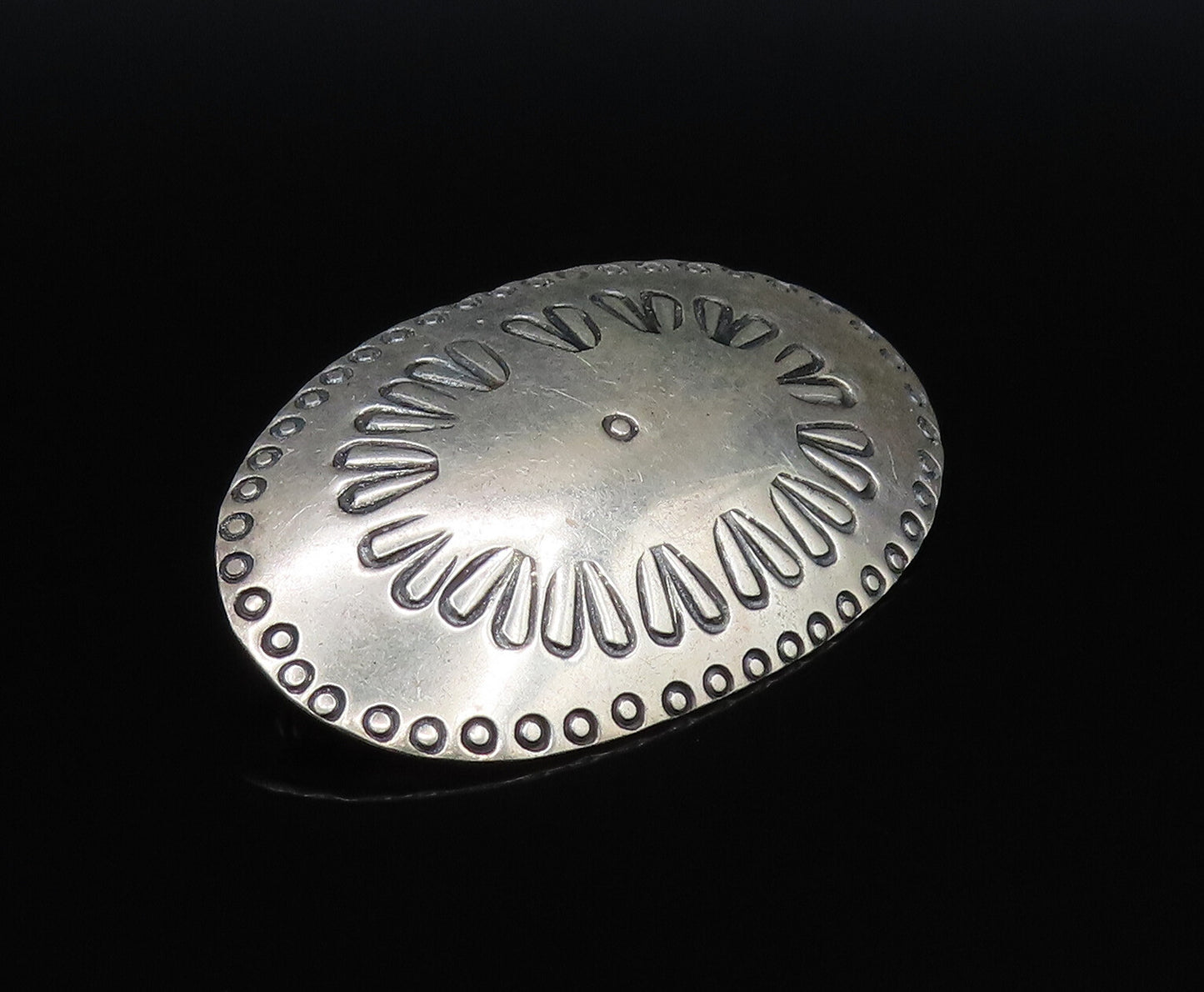 SOUTHWESTERN 925 Sterling Silver Vintage Engraved Floral Oval Brooch Pin BP9822