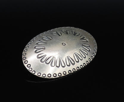 SOUTHWESTERN 925 Sterling Silver Vintage Engraved Floral Oval Brooch Pin BP9822