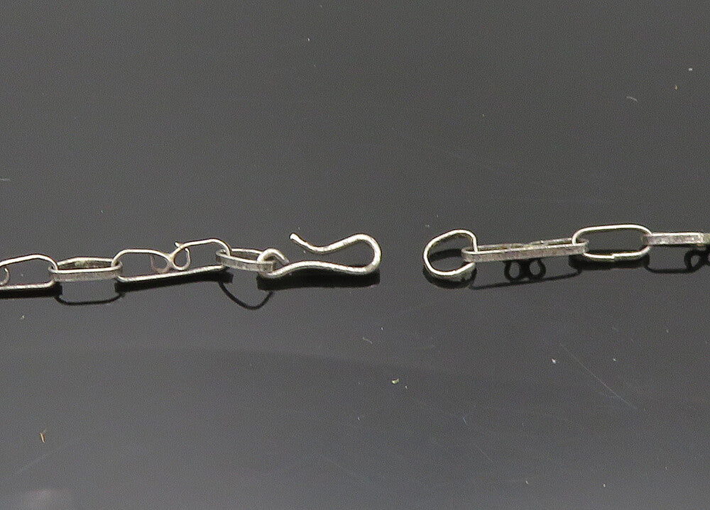 925 Sterling Silver  Vintage Green Stone Starfish Motif Chain Necklace  NE3390