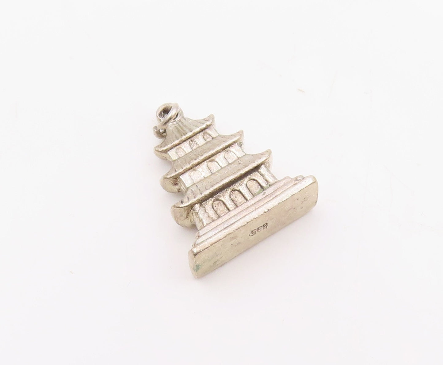 925 Sterling Silver  Vintage Three Floors House Motif Pendant  PT21495