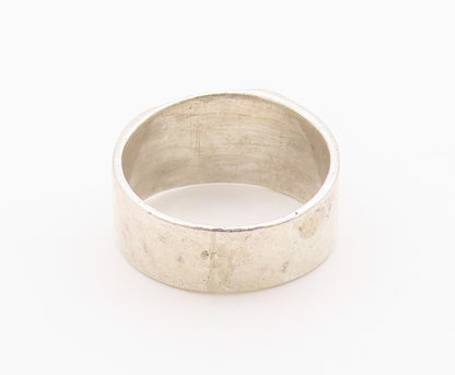 925 Sterling Silver Vintage Ring Carved Textured Statement Band  Sz 9  RG36306