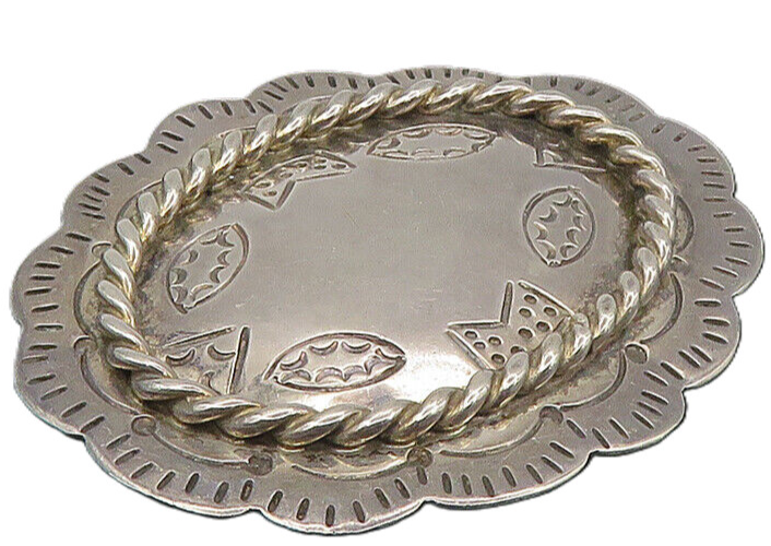 MEXICO 925 Sterling Silver  Vintage Shiny Etched Pattern Brooch Pin  BP4102