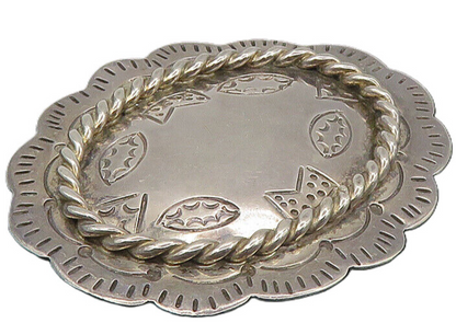 MEXICO 925 Sterling Silver  Vintage Shiny Etched Pattern Brooch Pin  BP4102