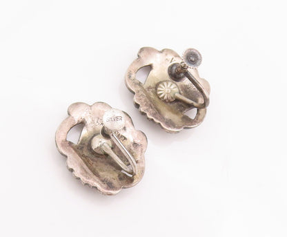 925 Sterling Silver Vintage Earrings VIKINGCRAFT Antique Swirly Carved  EG12985