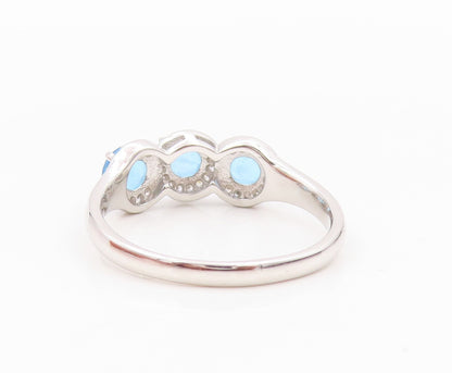 925 Sterling Silver Vintage Ring Round Blue Halo White Topaz   Sz 9.5  RG31785