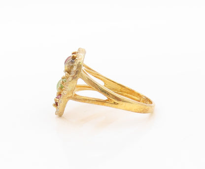 925 Sterling Silver Vintage Ring Gold Plated Gemstone Heart  Sz 7  RG30631
