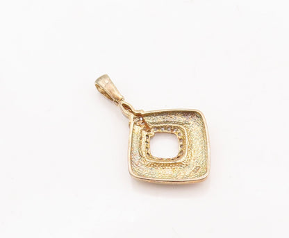 925 Sterling Silver Vintage Pendant Designer Gold Plated Grooved Topaz  PT23451