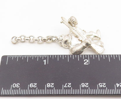 925 Sterling Silver Vintage Pendant Modernist Gorilla With Gun Charm  PT25929