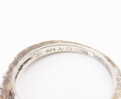 925 Sterling Silver Vintage Ring Elegant CZ Pave Statement Band  Sz 6  RG36933