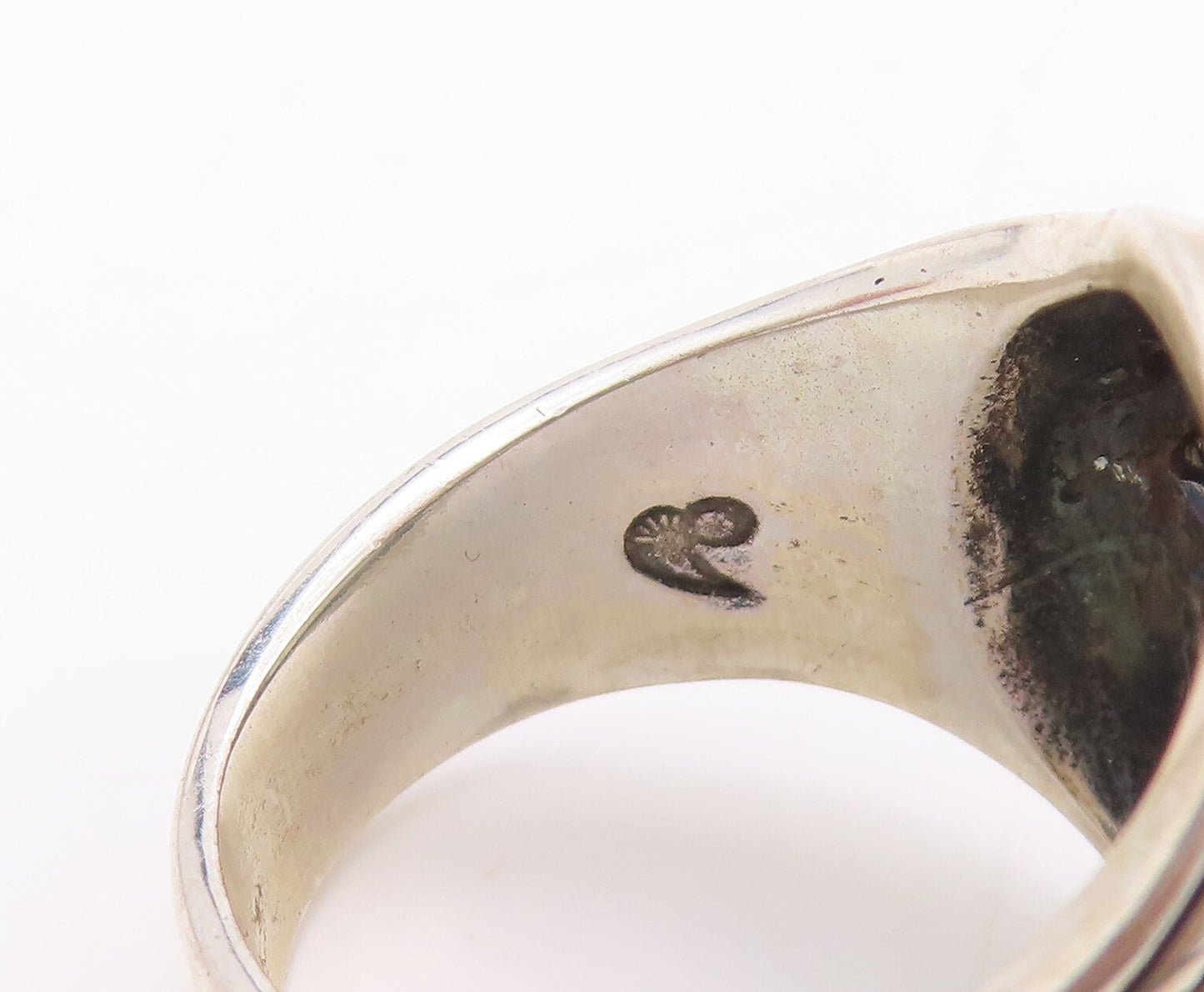 925 Sterling Silver Vintage Ring CAROLYN POLLACK Gemstone Etched  SZ 8.5 RG32070