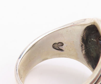 925 Sterling Silver Vintage Ring CAROLYN POLLACK Gemstone Etched  SZ 8.5 RG32070