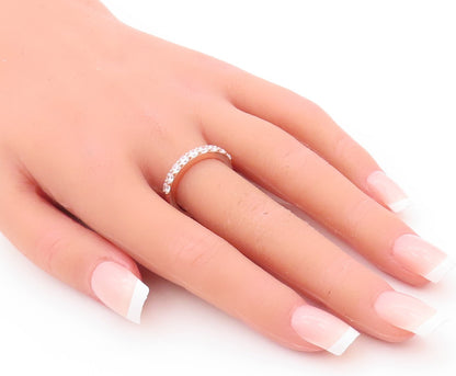 925 Sterling Silver Vintage Ring Rose Gold Plated Round CZ Inlay  Sz 7  RG29318