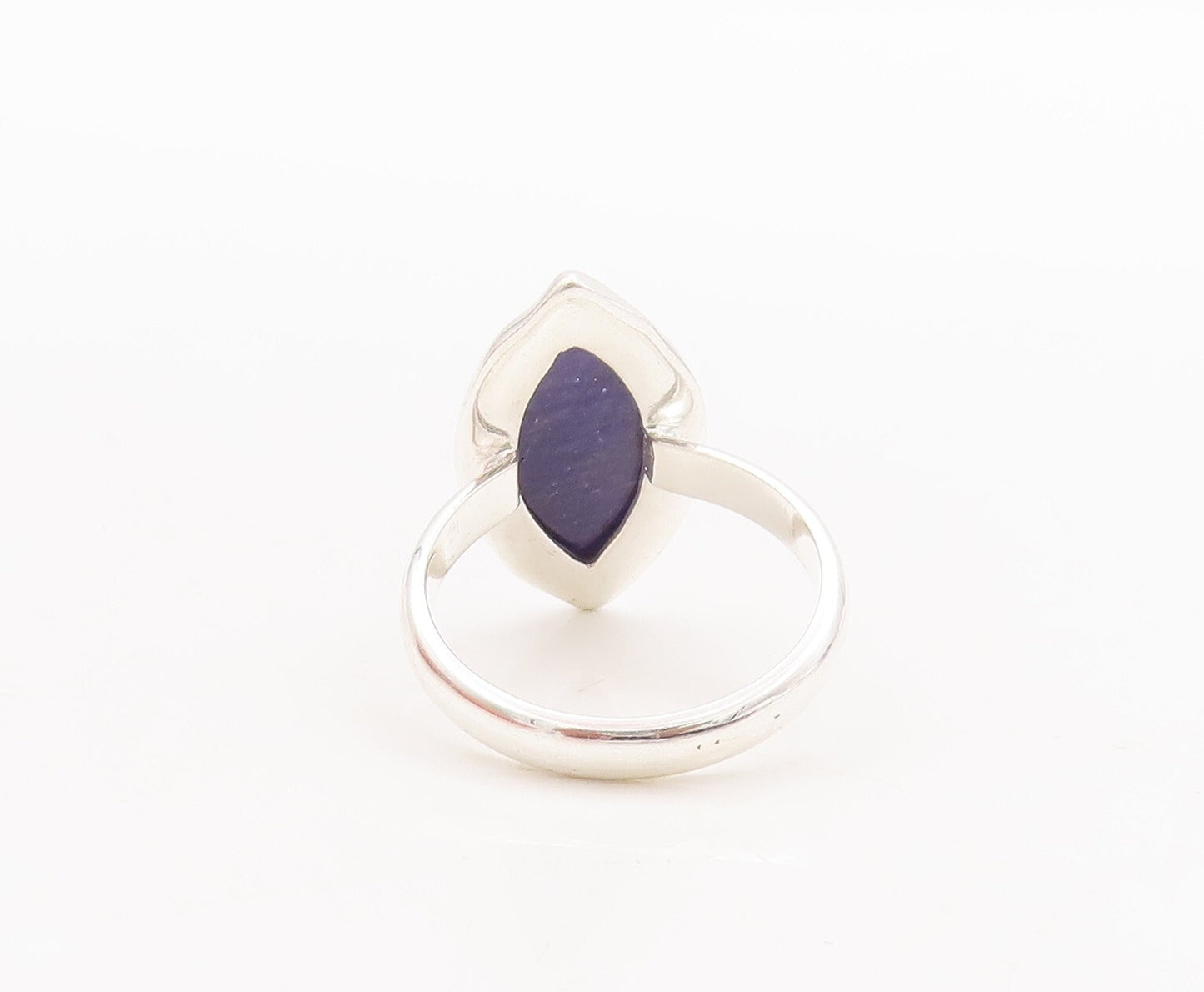 925 Sterling Silver Vintage Ring Marquise Shape Purple Gemstone  Sz 7  RG29414