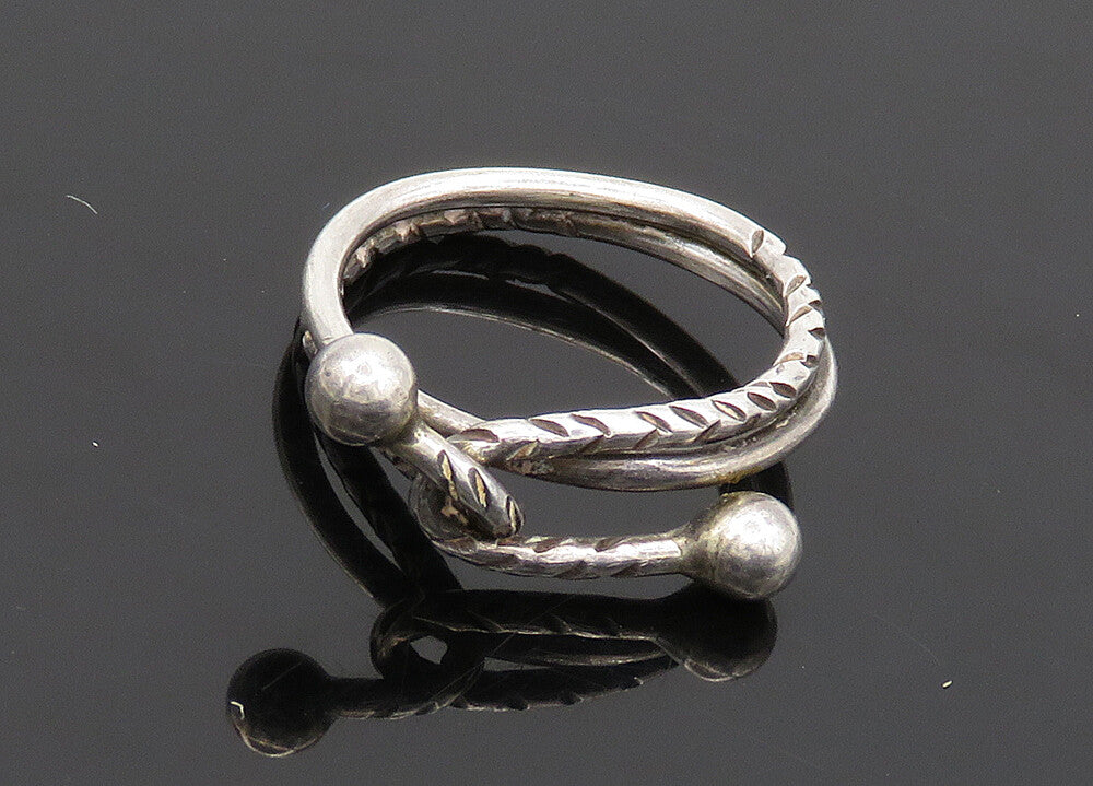 925 Sterling Silver  Vintage Etched Detail Bypass Style Band Ring Sz 6 RG20313