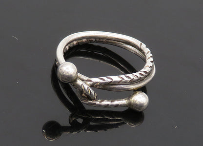 925 Sterling Silver  Vintage Etched Detail Bypass Style Band Ring Sz 6 RG20313