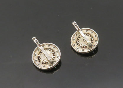 EUROPEAN 925 Silver  Vintage Cubic Zirconia Greek Key Drop Earrings  EG9938