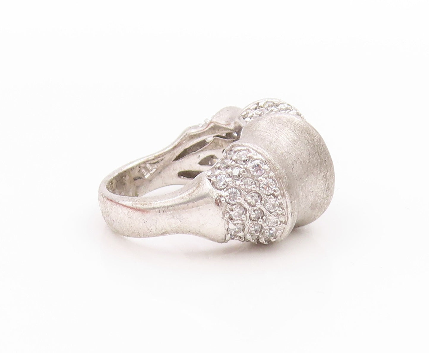 925 Sterling Silver Vintage Ring Sparkling CZ Encrusted Band  Sz 7.5  RG33538