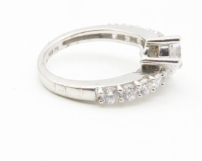 925 Sterling Silver  Sparkling Cubic Zirconia Bypass Band Ring Sz 6  RG11901