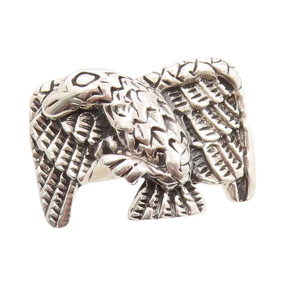 925 Sterling Silver Vintage Ring Designer Dark Tone Flying Eagle Sz 14.5 RG32863