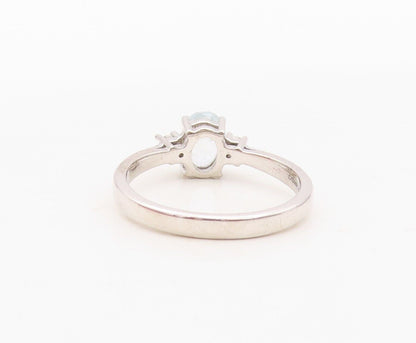 925 Sterling Silver Vintage Ring Minimalist Round & Oval Cut Topaz Sz 7  RG29940