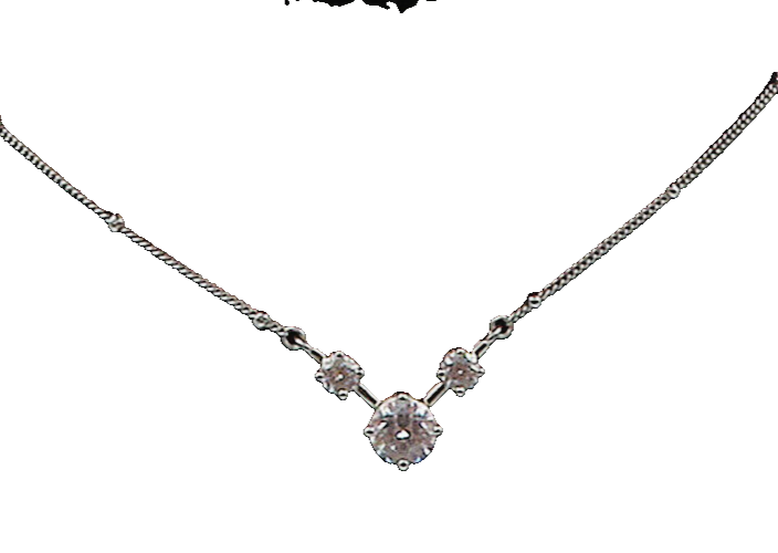 ROSS SIMON 925 Silver  Sparkling Cubic Zirconia Thin Chain Necklace  NE2502