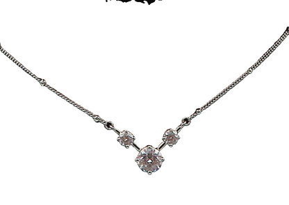 ROSS SIMON 925 Silver  Sparkling Cubic Zirconia Thin Chain Necklace  NE2502