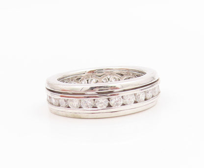 925 Sterling Silver Vintage Ring Channel Set CZ Chunky Spinner Band Sz 7 RG35341