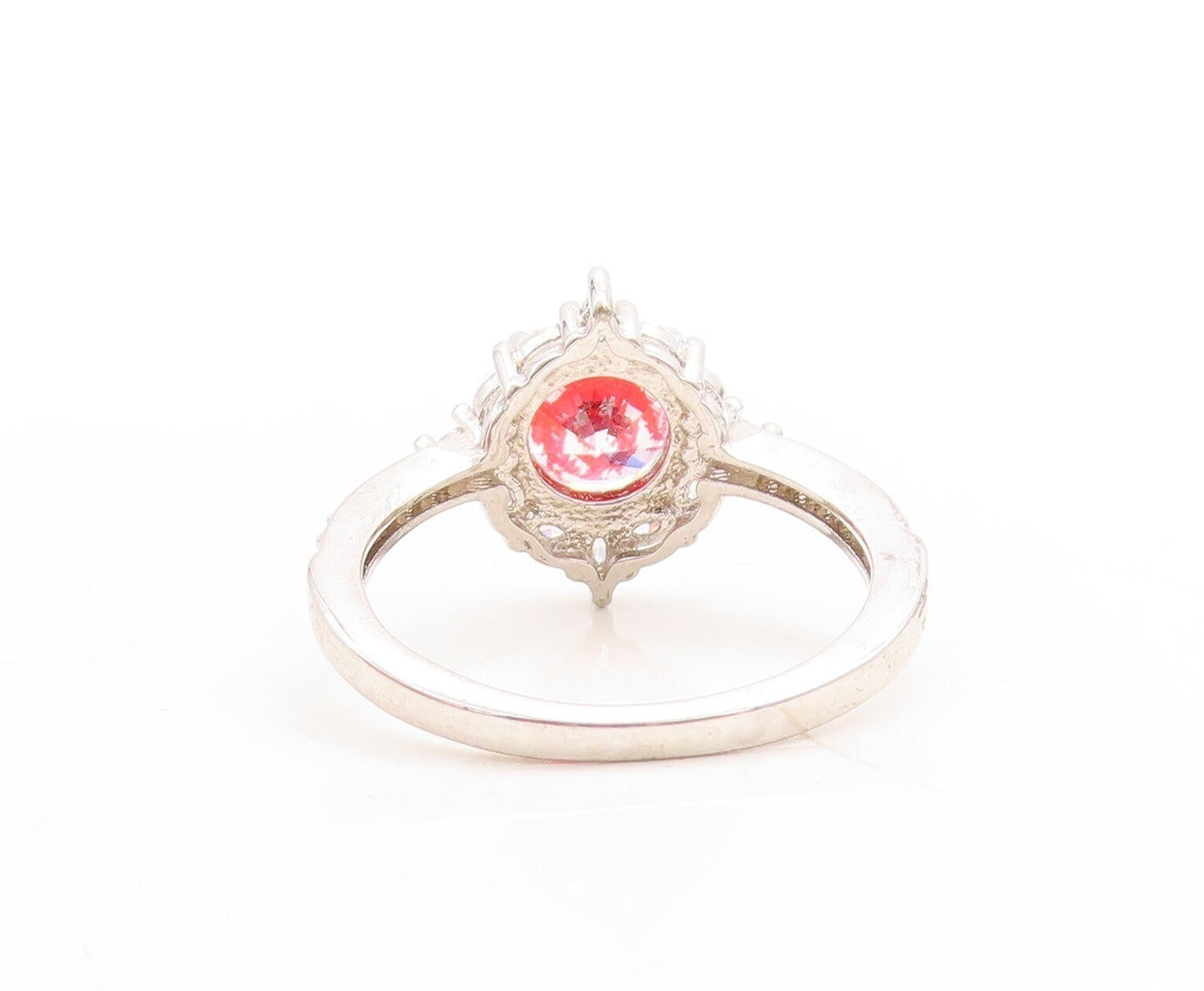 925 Sterling Silver Vintage Ring Designer Gemstone Halo Topaz  Sz 9  RG31477