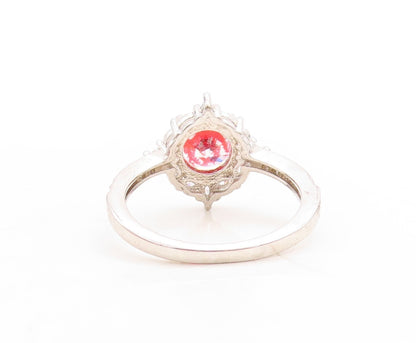 925 Sterling Silver Vintage Ring Designer Gemstone Halo Topaz  Sz 9  RG31477