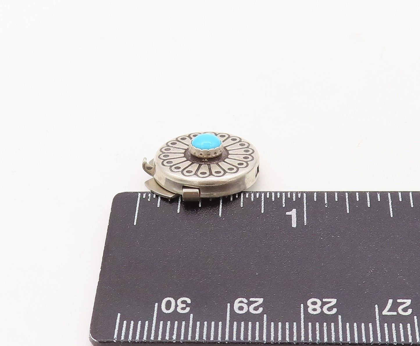 925 Sterling Silver Vintage Button Covers NAVAJO Gemstone Flowers  TR3794