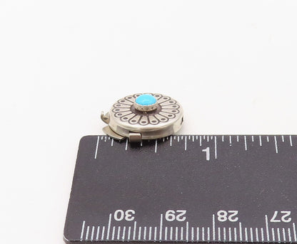 925 Sterling Silver Vintage Button Covers NAVAJO Gemstone Flowers  TR3794