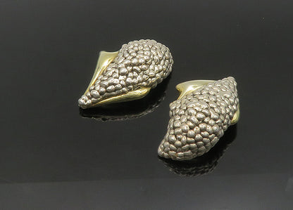 DESIGNER 925 Silver & 14K GOLD  Vintage Hollow Non Pierce Earrings  EG11233