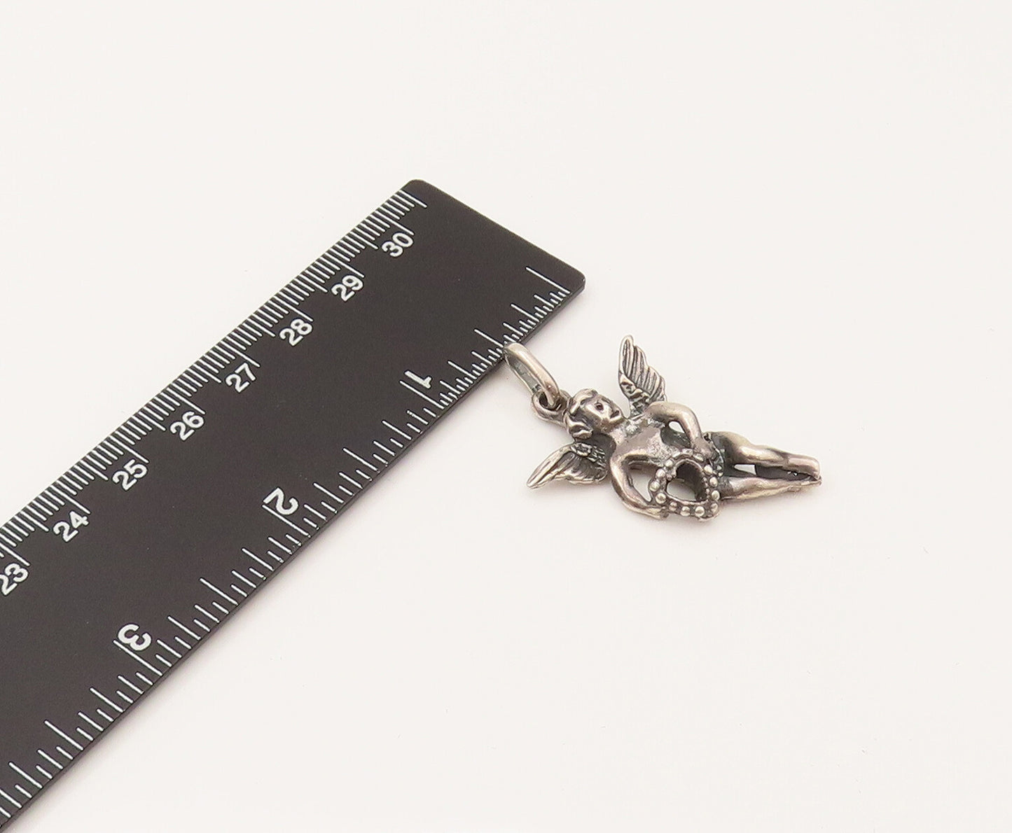 925 Sterling Silver Vintage Flying Fairy With Heart Pendant PT21979