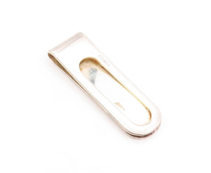 925 Sterling Silver Vintage Money Clip Solid Brick Wall Carved  TR3868