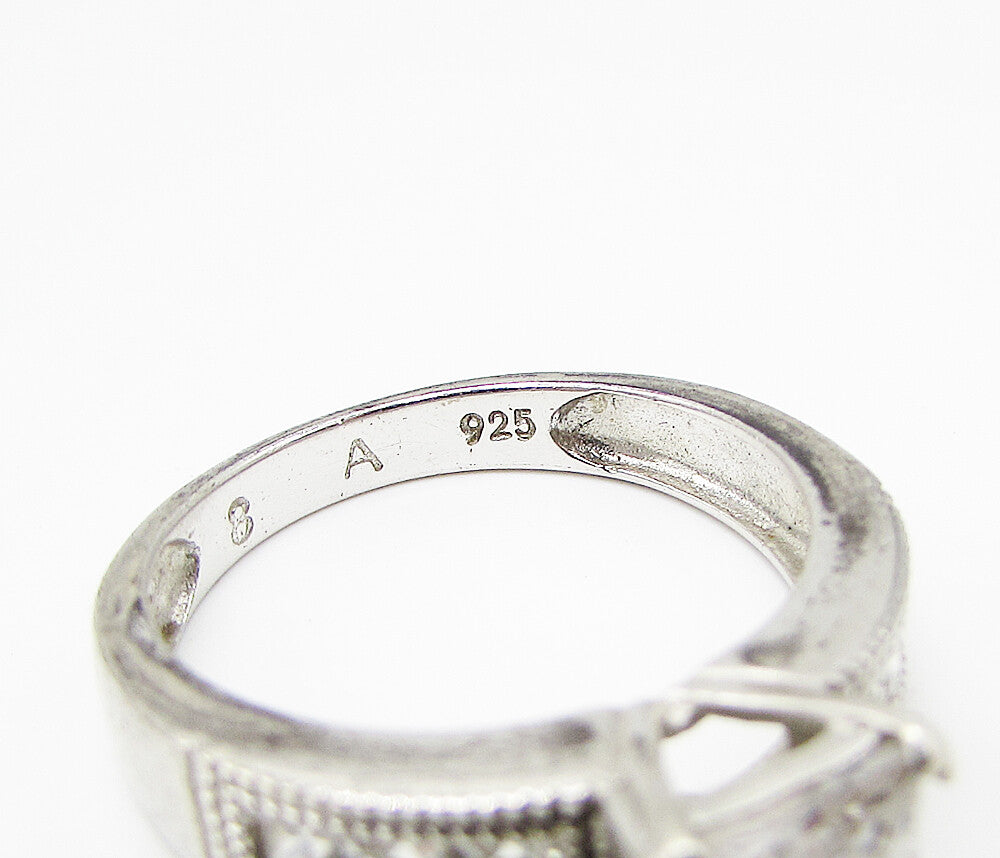 925 Sterling Silver  White Cubic Zirconia 7Stone Engagement Ring Sz 8  RG2955