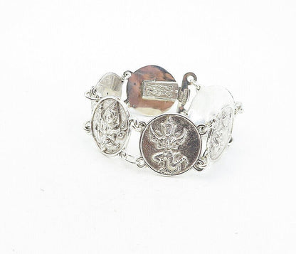 SIAM 925 Sterling Silver  Vintage Shiny Dancer Coin Chain Bracelet  BT3562