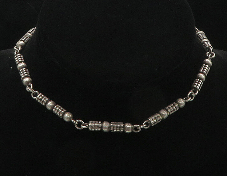 925 Sterling Silver  Vintage Shiny Bubble Bar Link Chain Necklace  NE2905